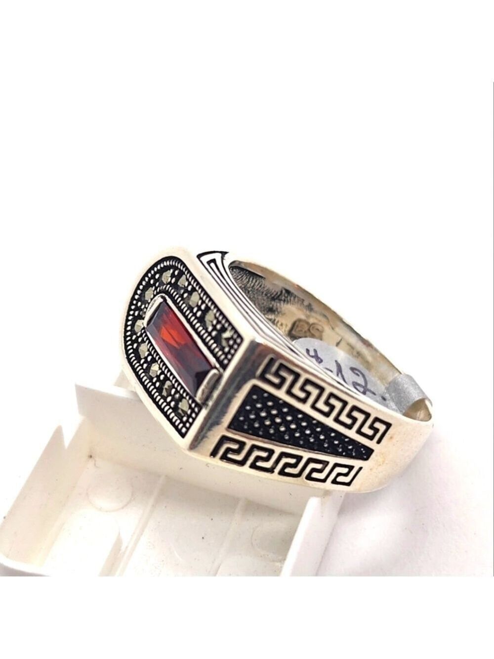 BRAND NEW MEN'S RING RED STONE STERLING SILVER 925 - Picture 4 of 6